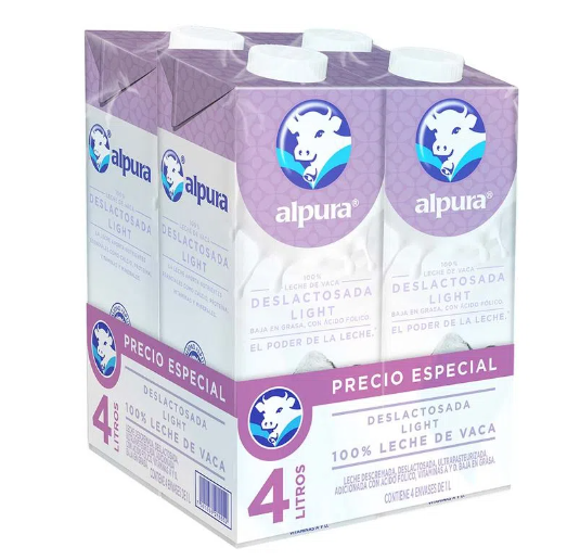 1 a: 4 pack of Alpura Lactose Free Milk Light